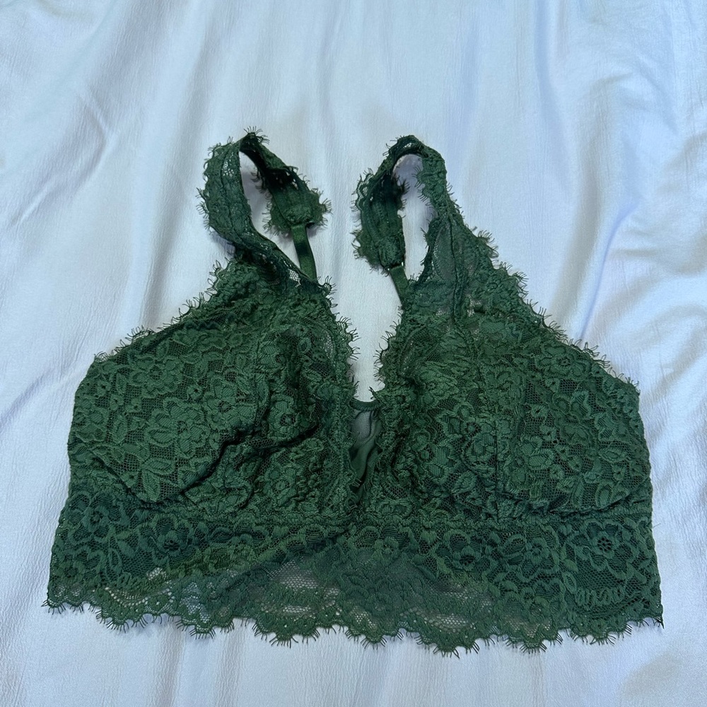 Aerie Olive Lace Bralette (SMALL D)